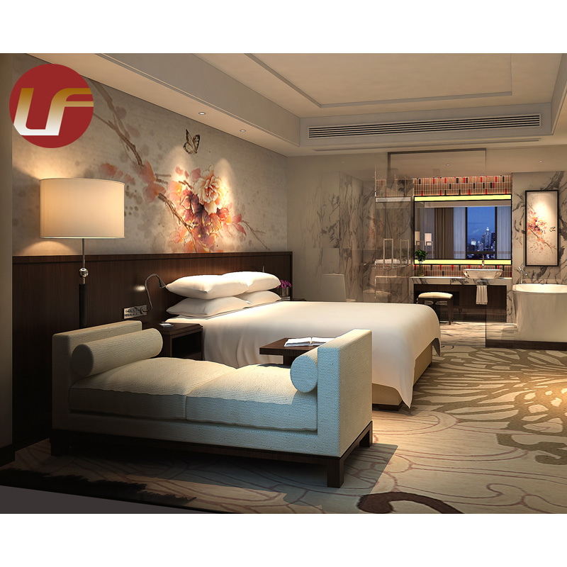 Ensemble de chambre à coucher d'hôtel de tissu en métal fait sur commande de suite de meubles de villa de Moderno de luxe de 5 étoiles