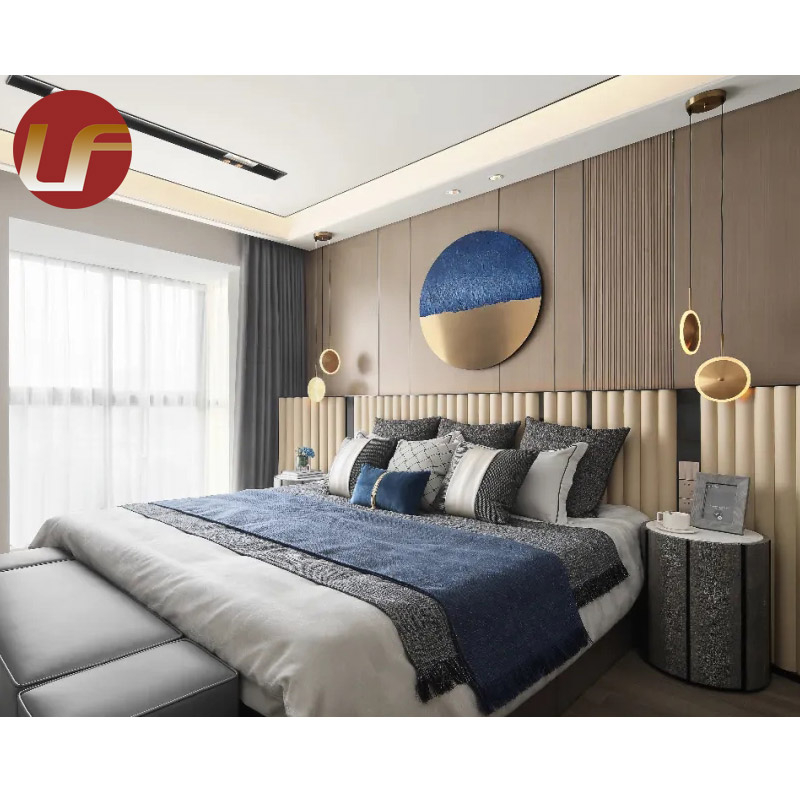 Foshan meubles en gros chambre à coucher nordique lit Design meubles de luxe en cuir en bois Double King Size ensemble de lit