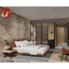 Meubles de chambre à coucher d'hôtel de luxe Lit en cuir grand en bois solide