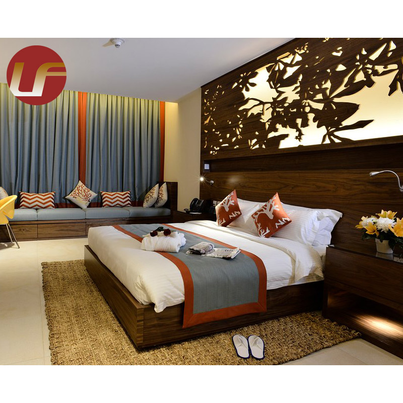 Chambre à coucher en bois de conception de projet d'hôtel éthiopien avec l'ensemble de meubles de chambre d'hôtel de luxe