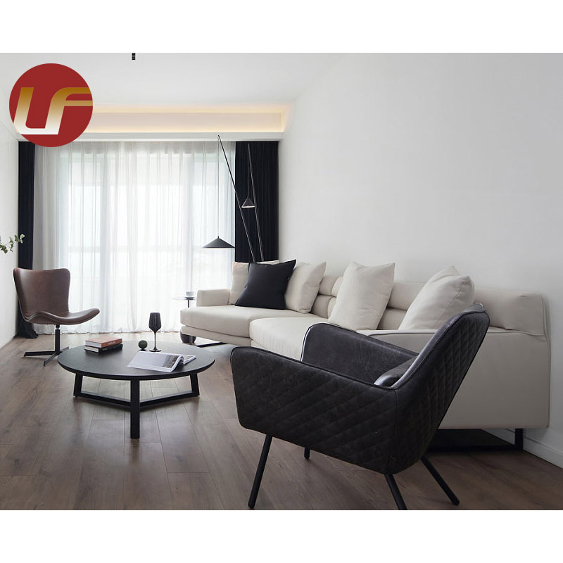 Mobilier de salon d'hôtel hôtel lumière de luxe forgé cadre en bois noir coussin en tissu derniers ensembles de canapé