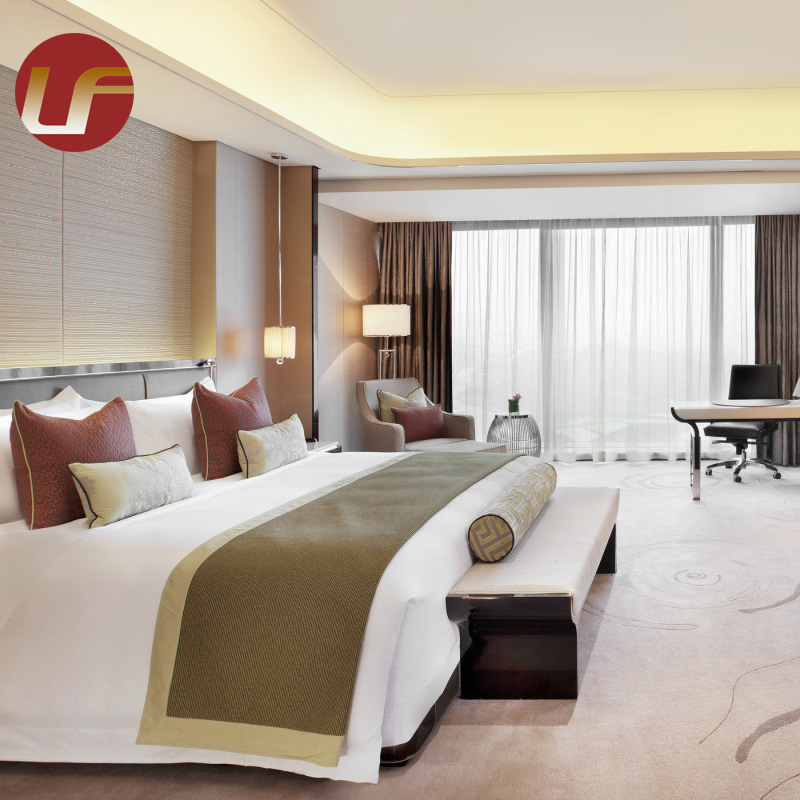 Chambre à coucher faite sur commande d'hôtel de tissu en métal de suite de meubles d'hôtel de luxe