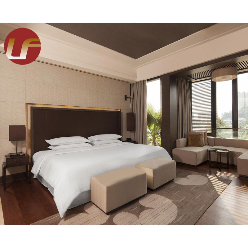 Lit Queen Size de luxe tête de lit haute lit Double Villa ensembles de chambre à coucher cadre en bois massif meubles de chambre à coucher en cuir moderne
